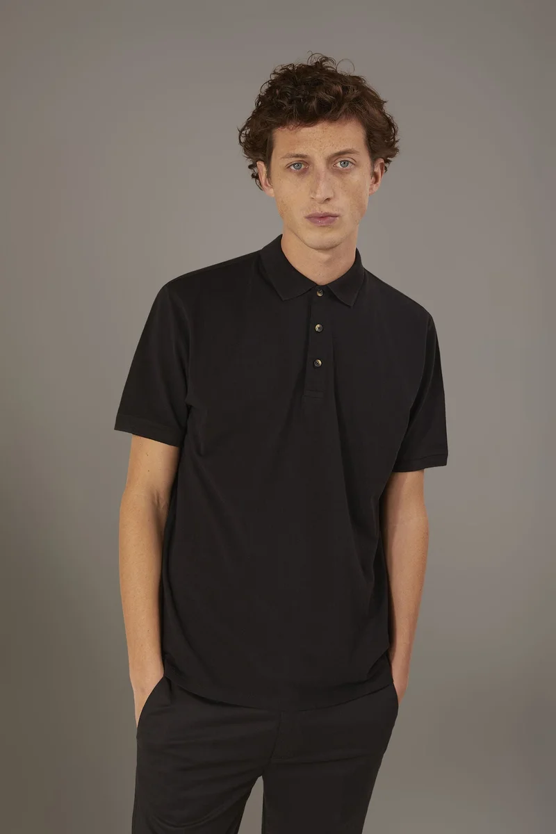 Short sleeve polo 100% cotton piquet - Black