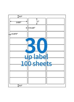 BESTEASY 30-Up 100 Sheets 1" X 2-5/8" Address Shipping Labels For Laser And Inkjet Printers, Fba Product Labels (3000 Labels)  - Image 1