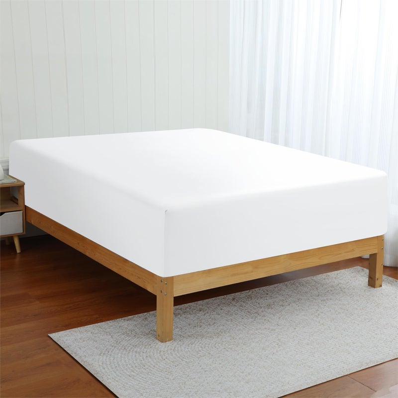 Zaizaihome 2 Pack Bamboo Viscose Cooling Fitted Sheet Queen Size Only  400 Thread Count  16"" Deep Pocket Cooling Bottom Sheets for Hot Sleeper  Silky Soft Breathable (Queen  White  - Image 4