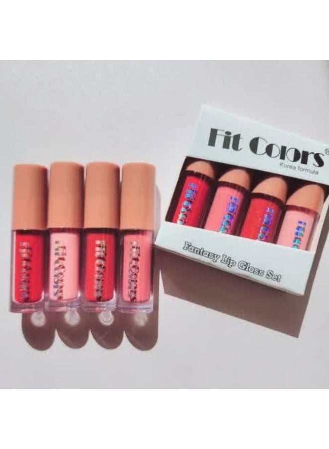 Fit Colors Fantasy Lip Gloss Set - 4-Piece Velvet Matte & Shimmer Liquid Lipstick Collection, Pink & Red Shades - Image 2