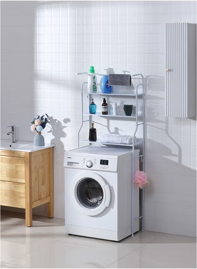 حامل ثلاثي الأرفف موفر للمساحة – رف تخزين فوق الغسالة – لون أبيض - Image 1