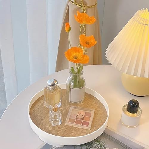 MosQuick® Round Tray for Decoration Makeup Perfume Bathroom Cosmetic Stand Perfume Organizer Dressing Table Organiser Decorative Display Perfect Small Candle Holder for Coffee Table and Home Decor - Image 1