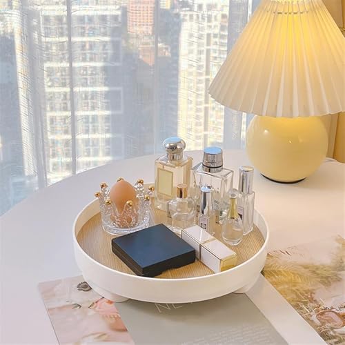MosQuick® Round Tray for Decoration Makeup Perfume Bathroom Cosmetic Stand Perfume Organizer Dressing Table Organiser Decorative Display Perfect Small Candle Holder for Coffee Table and Home Decor - Image 4