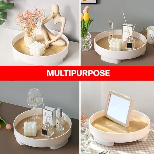 MosQuick® Round Tray for Decoration Makeup Perfume Bathroom Cosmetic Stand Perfume Organizer Dressing Table Organiser Decorative Display Perfect Small Candle Holder for Coffee Table and Home Decor - Image 5