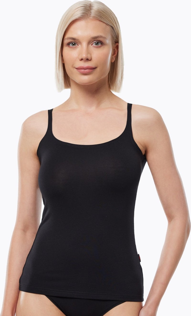 Malabadi Women's Black Thin Strap Backless Modal Tank Top 1034 