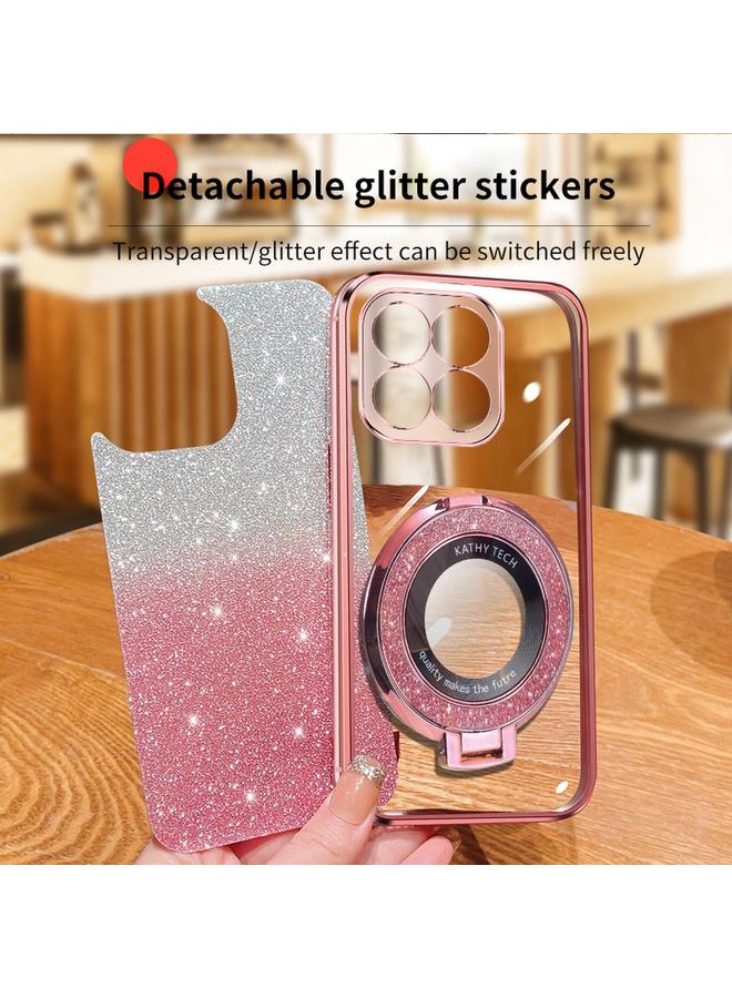Green Tiger Case For Honor X6b Plated Gradient Glitter Round Holder TPU Phone Case - Image 4