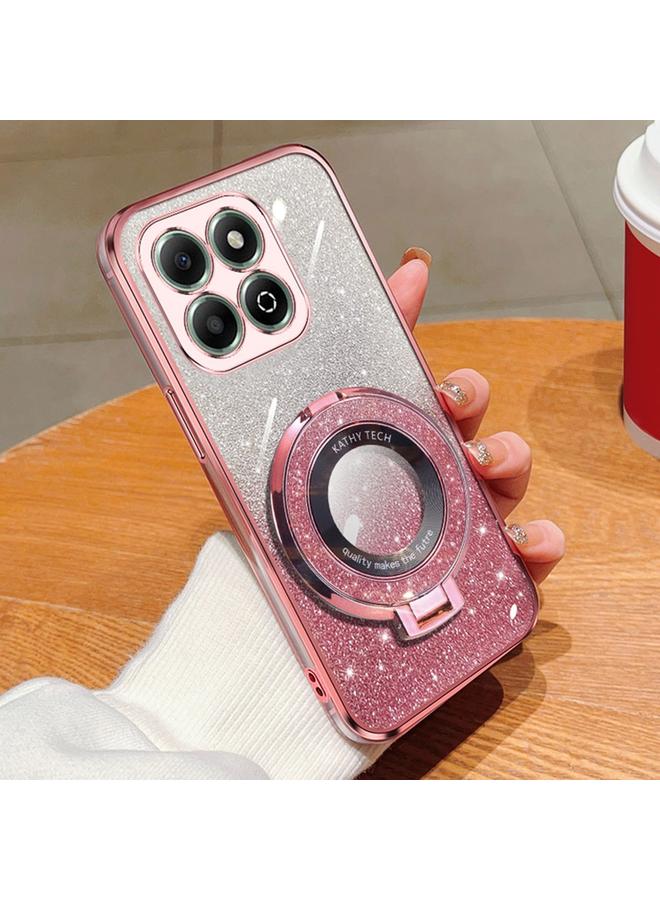 Green Tiger Case For Honor X6b Plated Gradient Glitter Round Holder TPU Phone Case - Image 1