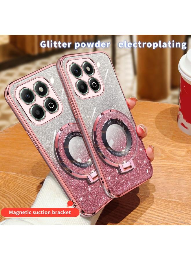 Green Tiger Case For Honor X6b Plated Gradient Glitter Round Holder TPU Phone Case - Image 3