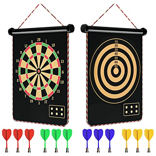 Mixi Magnetic Dart Board Outdoor Game for Kids with 12 Darts, Best Toys Gifts for Teenage Boys Girls Age 5 6 7 8 9 10 11 12 13 14 15 16 Years - Image 1
