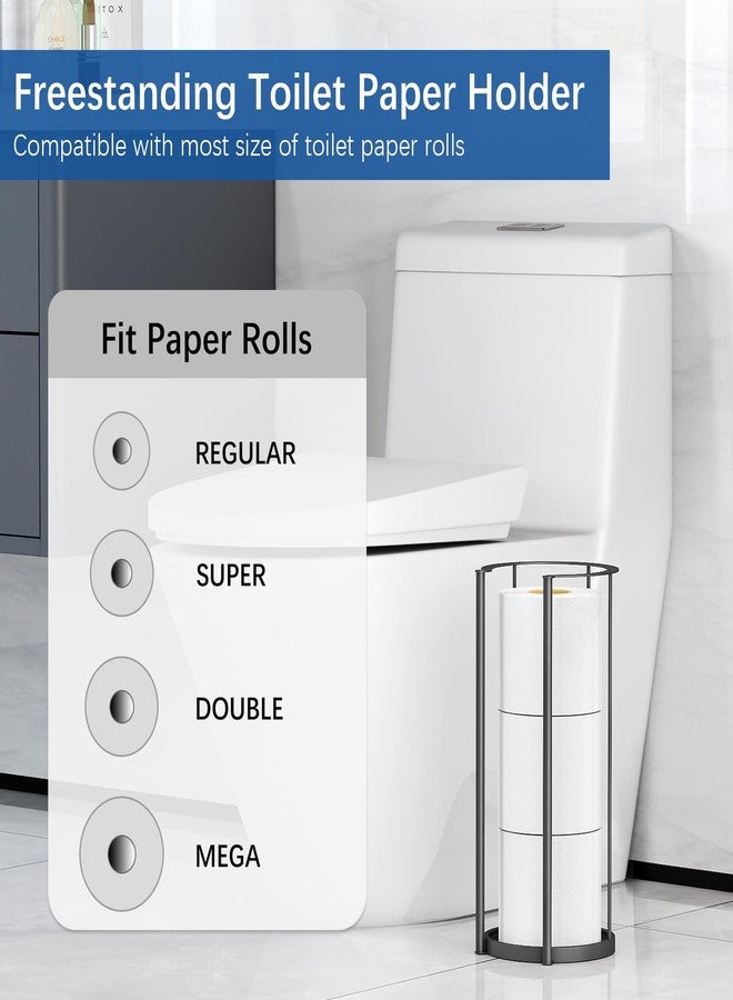 Gypie حامل ورق تواليت قائم مستقل من جيبي، ترقية جديدة، قاعدة من الفولاذ المقاوم للصدأ 304، سعة 3 لفات لحامل ورق التواليت لتنظيم الحمام - Image 2