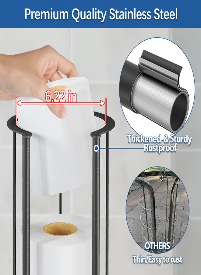 Gypie حامل ورق تواليت قائم مستقل من جيبي، ترقية جديدة، قاعدة من الفولاذ المقاوم للصدأ 304، سعة 3 لفات لحامل ورق التواليت لتنظيم الحمام - Image 5