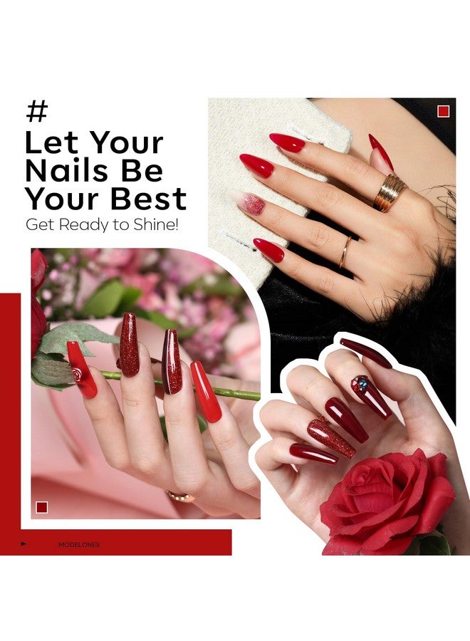 موديل ونز مجموعة طلاء أظافر جل موديلونز - 6 ألوان حمراء طلاء جل أحمر لامع طلاء جل أحمر عنابي طلاء أظافر أحمر دموي لامع مانيكير جل اصنعها بنفسك صالون فن الأظافر هدايا - Image 3