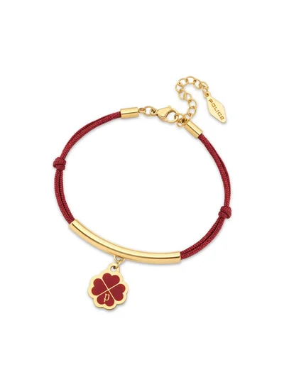 بوليس Flora Gold Plated Ladies Bracelet With Clover Charms, 170+35mm