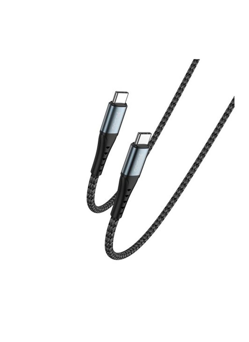 يسيدو CA67 2 متر PD 60W شحن سريع من النوع C إلى تايب سي نايلون للابتوب باستخدام كابل البيانات - أسود