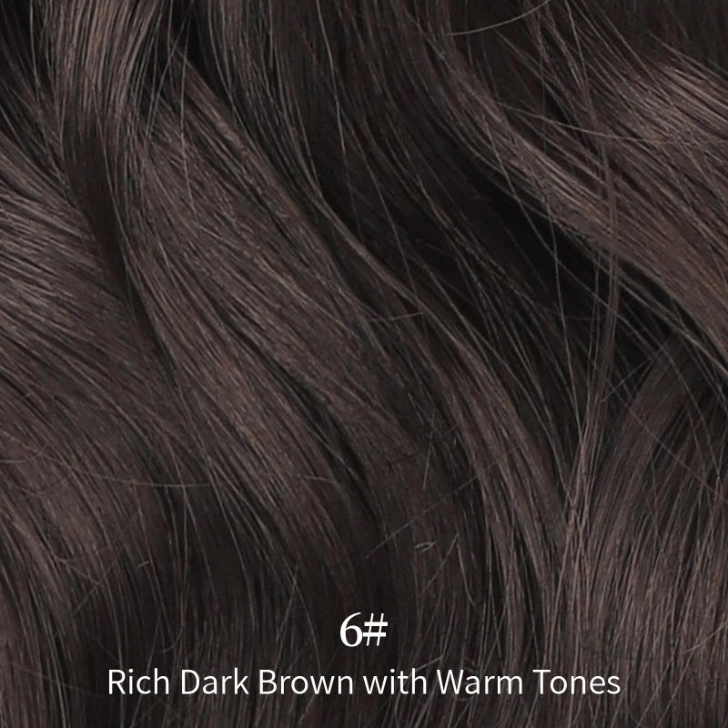 KooKaStyle Invisible Wire Hair Extensions with Transparent Headband Adjustable Size 4 Secure Clips Long Wavy Synthetic Hairpiece Rich Dark Brown with Warm Tones/6# for Women(12 Inch) - Image 3