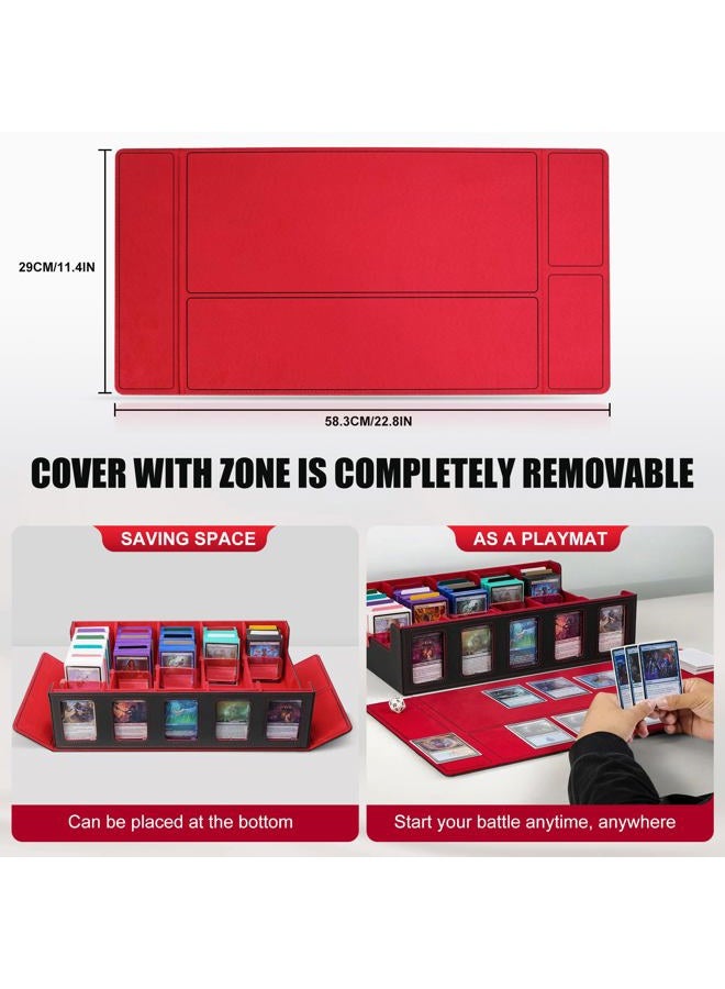 Kabinka Trading Card Storage Box with Commander Display, 5-Row Deck Case with Removable Lid; 3900+ Card Deck Box for MTG TCG Sports Card, 5 Toploaders, 5 Stoppers, 48 Dividers,1 Dice Tray (Black Red) - Image 5
