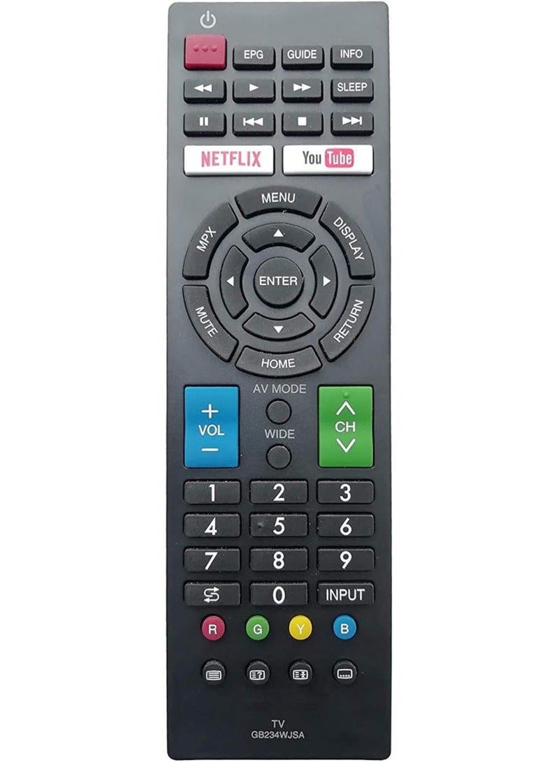 New Replacement Remote Control, Remote Control Fit, Universal Remote Control Compatible with Sharp Smart LED/LCD/Ultra HD Model: GB234WJSA (Netflix & YouTube Function) (Black)  - Image 2