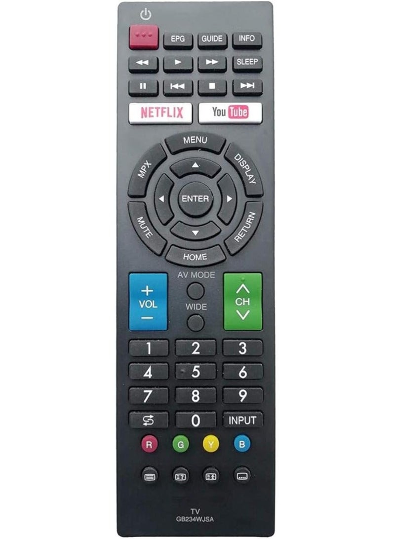 New Replacement Remote Control, Remote Control Fit, Universal Remote Control Compatible with Sharp Smart LED/LCD/Ultra HD Model: GB234WJSA (Netflix & YouTube Function) (Black)  - Image 1