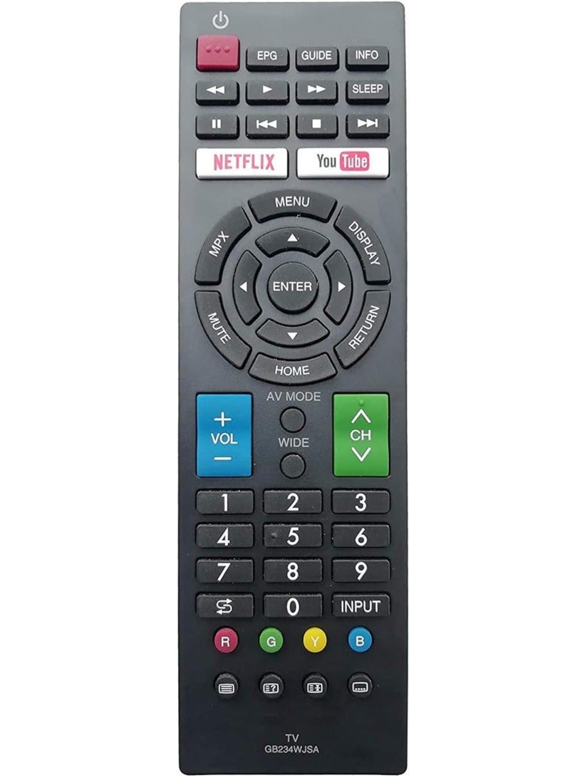 New Replacement Remote Control, Remote Control Fit, Universal Remote Control Compatible with Sharp Smart LED/LCD/Ultra HD Model: GB234WJSA (Netflix & YouTube Function) (Black)  - Image 3