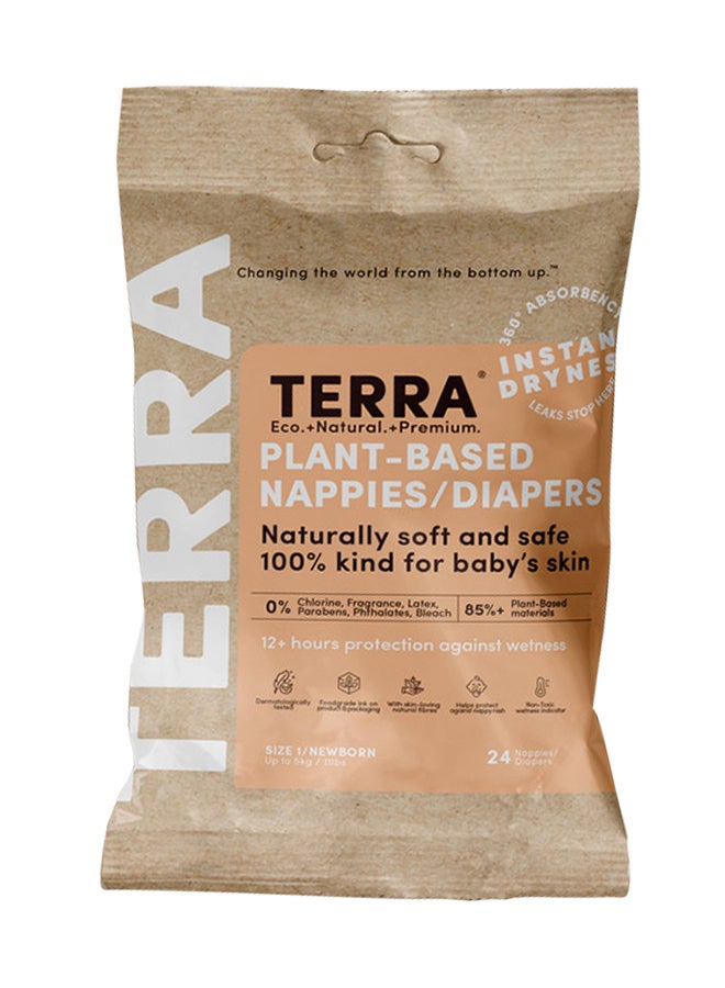 Terra Newborn Baby Plant-Based Diapers, Up To 11 Lb, 0 - 2 Months, 2 Count, Size 1 - Image 1
