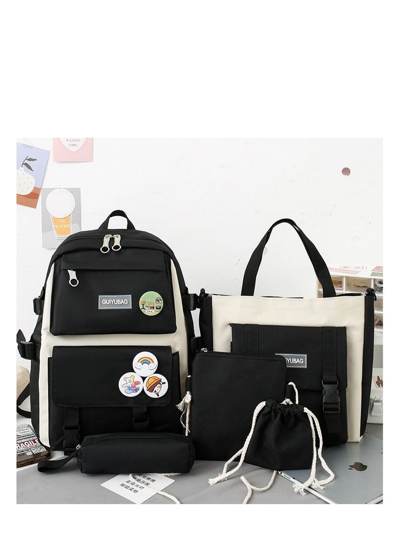 GUIYUBAG 5-Piece Schoolbag Set Black 