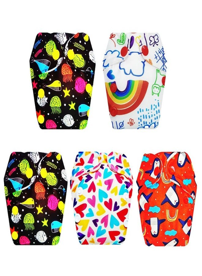 Dumbledo Premium Newborn Cloth Diaper with Integrated Insert (Pack of 5) | Snug Fit | 6-Layer Absorbent Pad | Adjustable Snaps | Perfect for Indian Summers | 0 - 4 Months | Unisex Baby - Image 1
