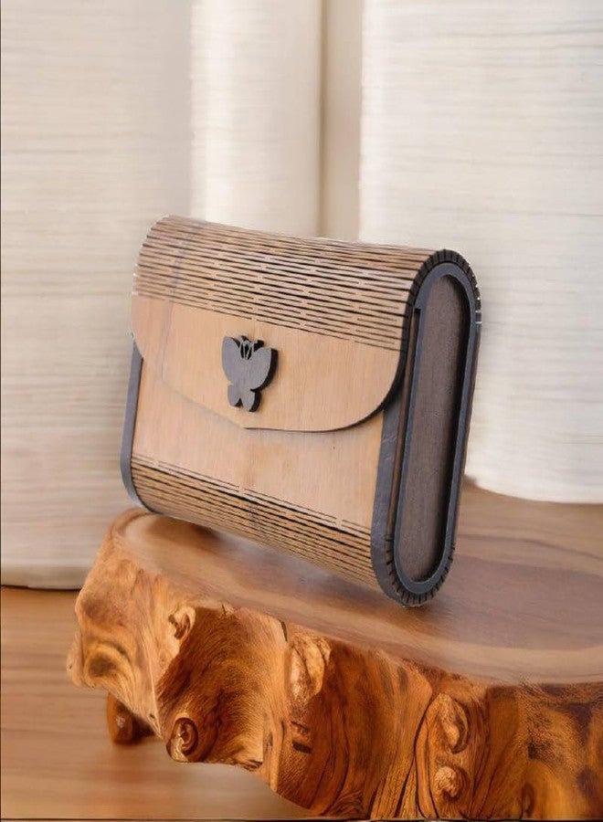 YOPRAM Decorative Lesser Cutting Wooden Purse Ladies Wallet, Latest Handbags for Woman Purse Evening Lady Wedding Party (PU-13) - Image 4
