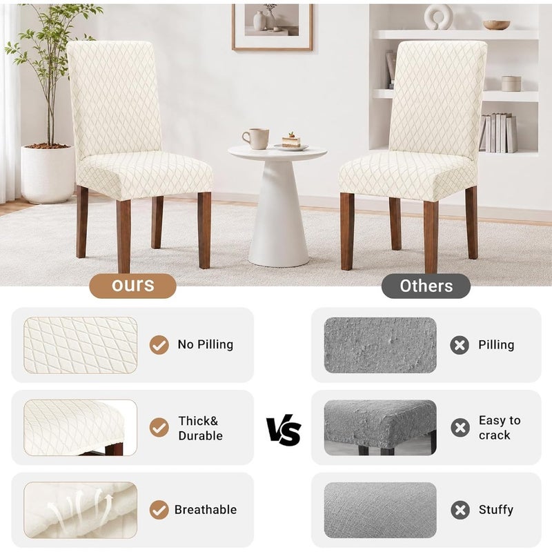 Dining Chair Covers, Stretch Elastic Seat Slipcovers, Removable and Machine Washable Chair Protectors for Dining Room, Kitchen and Home Decor - Image 3