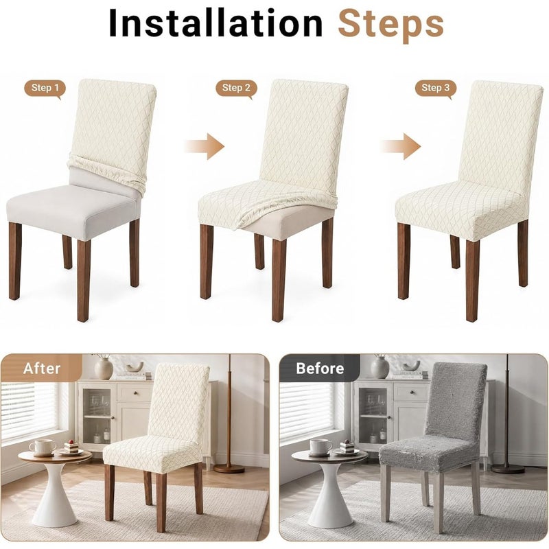 Dining Chair Covers, Stretch Elastic Seat Slipcovers, Removable and Machine Washable Chair Protectors for Dining Room, Kitchen and Home Decor - Image 4
