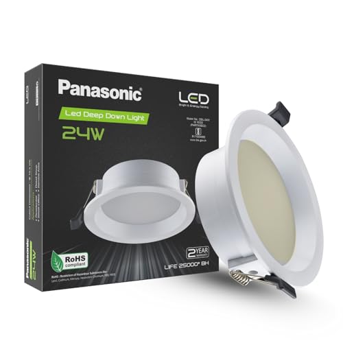 Panasonic ضوء سقف دائري عميق من باناسونيك بقوة 24 واط، ضوء سطحي للمنزل، تصميم عميق مع إضاءة دافئة بيضاء وضمان لمدة سنتين (فتحة - 10.5 سم) - Image 1
