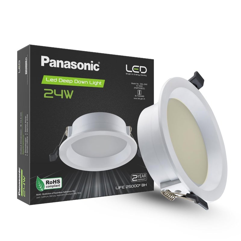 Panasonic ضوء سقف دائري عميق من باناسونيك بقوة 24 واط، ضوء سطحي للمنزل، تصميم عميق مع إضاءة دافئة بيضاء وضمان لمدة سنتين (فتحة - 10.5 سم) - Image 5