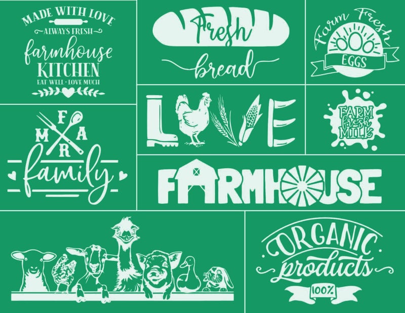 DGAGA Farmhouse Kitchen Silk Screen Stencils Farmhouse Self Adhesive Silk Screen Printing Stencil for Chalk Paste Reusable Silk Screen Transfers Mesh Stencils for WoodFabricHome DecorArt Crafts