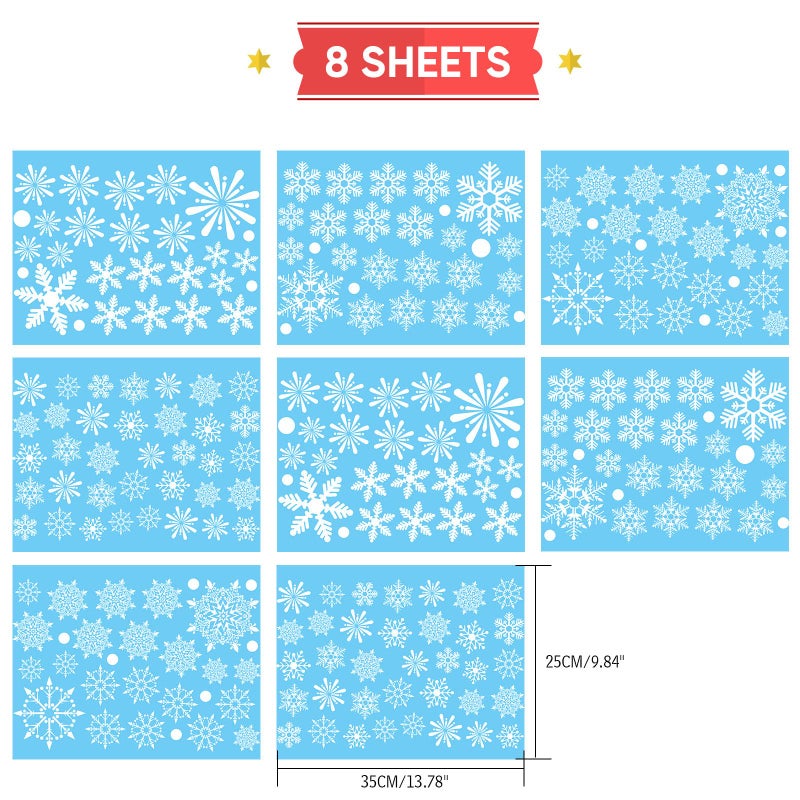 Hidreas 238 PCS عيد الميلاد نافذة ندفة الثلج تربط ديكورات عيد الميلاد ملصقات نافذة شارات 8 أوراق - Image 2