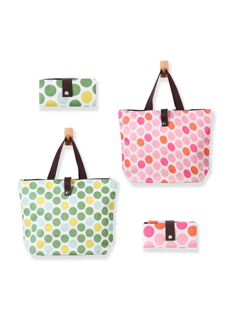 Generic 2 Pack Portable Reusable Grocery Bags, Folding Tote Shopping Bag fits in Pocket, Washable Waterproof Tote Bags Shoulder Bags  - Image 1
