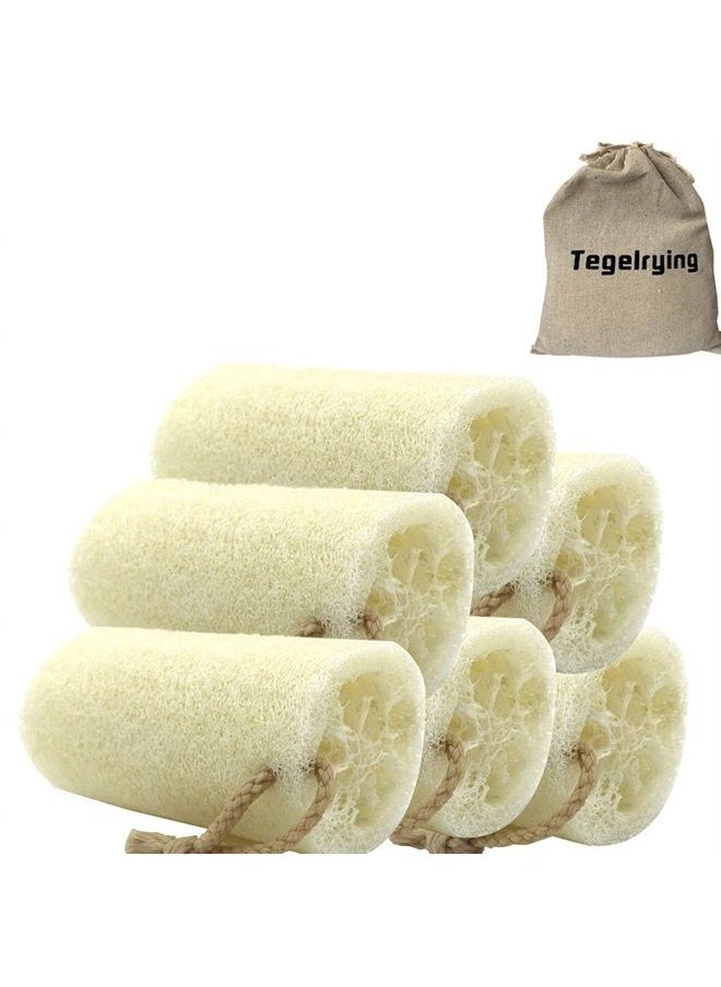 Tegelrying - Loofah Sponge Exfoliating,6 Packs Natural Loofa Large Back Scrubber for Men Women Bath Shower Body Skin Care Cleansing Luffa 5 inches Long - Image 1