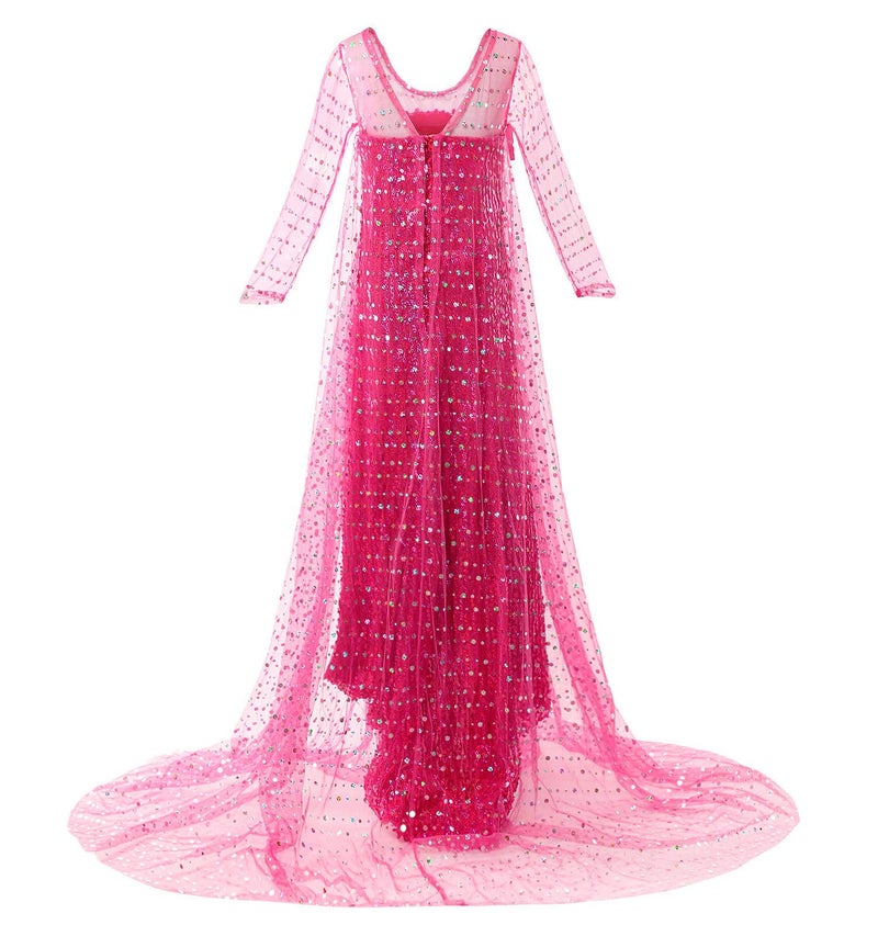 JerrisApparel Girls Princess Costume Birthday Party Christmas Fancy Dress up (8, Hot Pink with Accessories) - Image 3