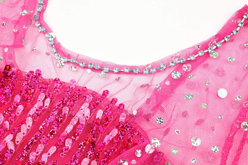 JerrisApparel Girls Princess Costume Birthday Party Christmas Fancy Dress up (8, Hot Pink with Accessories) - Image 5