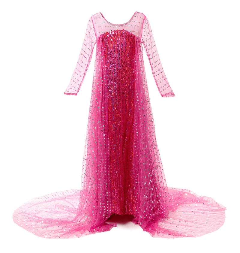 JerrisApparel Girls Princess Costume Birthday Party Christmas Fancy Dress up (8, Hot Pink with Accessories) - Image 2