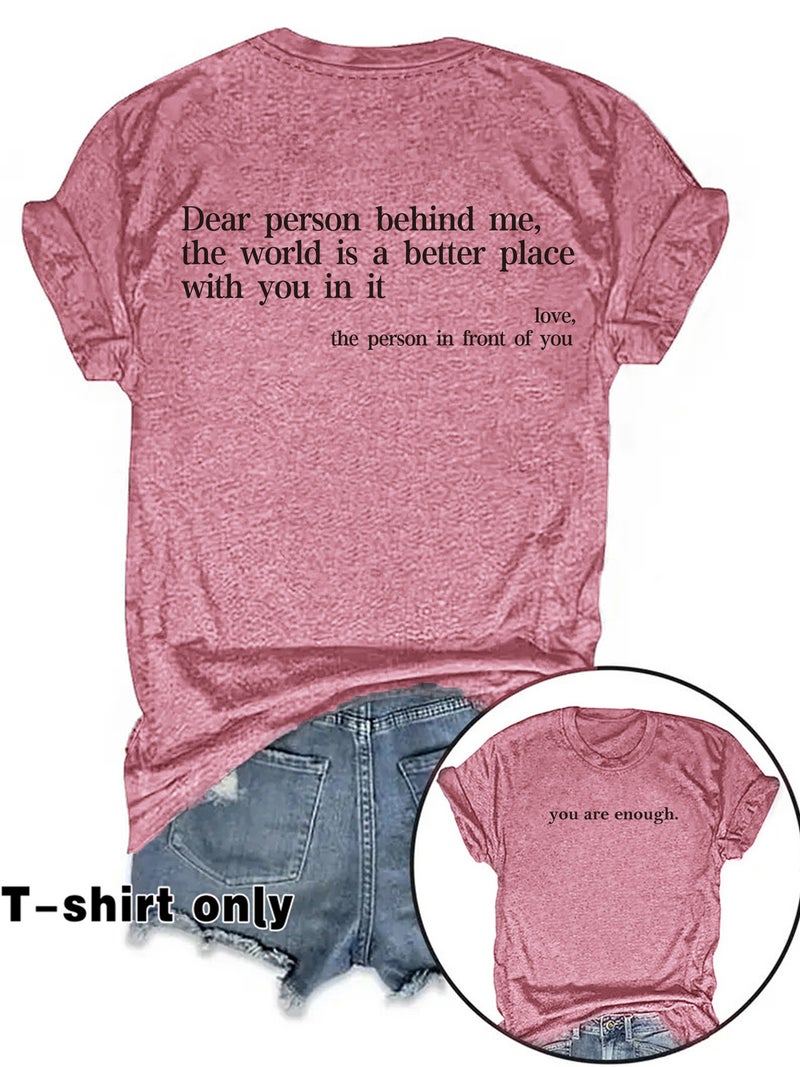 E-Commerce You Are Enough Printed T-Shirt Short Sleeve Loose Fashion T-Shirt - Image 1