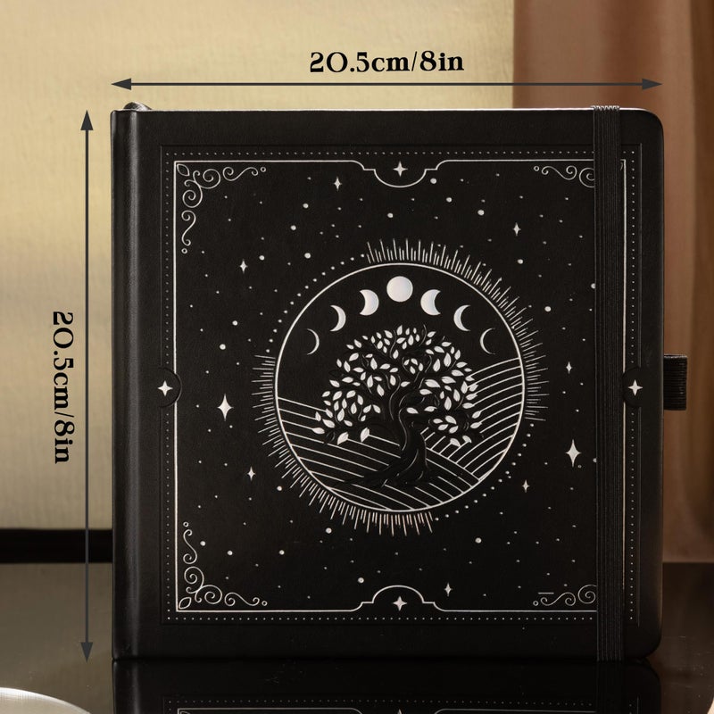 TIEFOSSI Tree of Life Journal, Square Dotted Journal for Women Men, Dot Aesthetic Notebook with 160 Numbered Pages, Hardcover Vegan Leather Journals with Bookmark, 160 GSM Thick Paper, 8 x 8 IN - Image 2