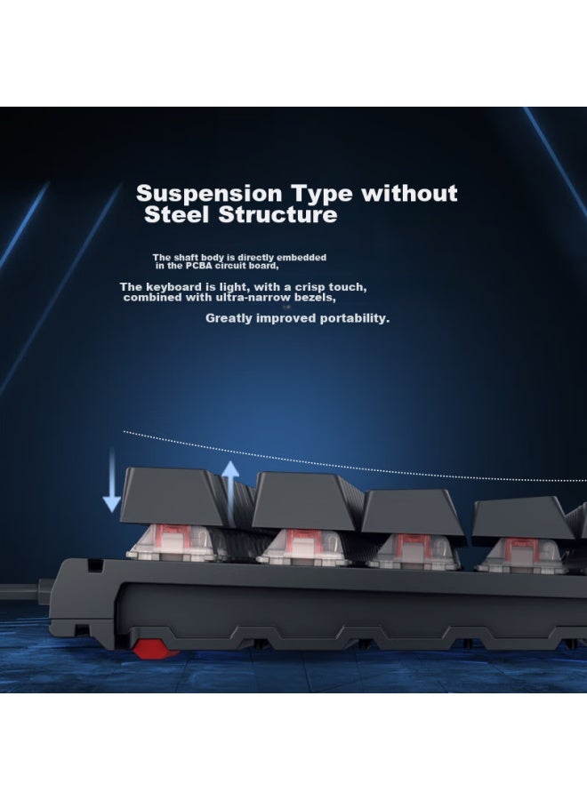 Cherry Mx1.1 Black Obsidian Aurora Mechanical Keyboard Gaming Keyboard Floating Steel-free Structure 87-key Wired Keyboard Rgb Lighting Black Red Switch - Image 3