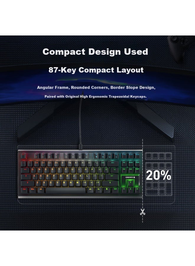 Cherry Mx1.1 Black Obsidian Aurora Mechanical Keyboard Gaming Keyboard Floating Steel-free Structure 87-key Wired Keyboard Rgb Lighting Black Red Switch - Image 4