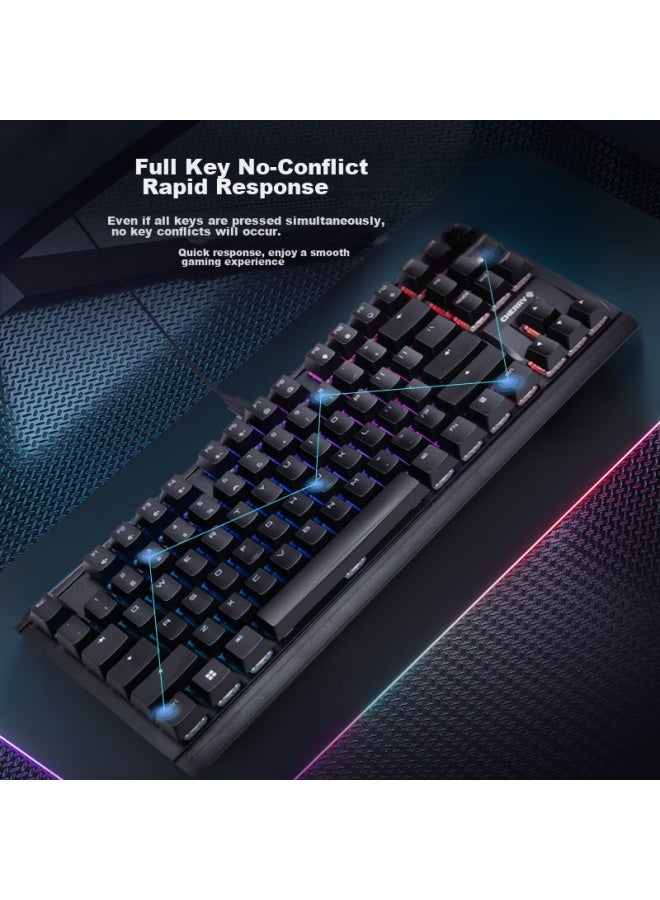 Cherry Mx1.1 Black Obsidian Aurora Mechanical Keyboard Gaming Keyboard Floating Steel-free Structure 87-key Wired Keyboard Rgb Lighting Black Red Switch - Image 5