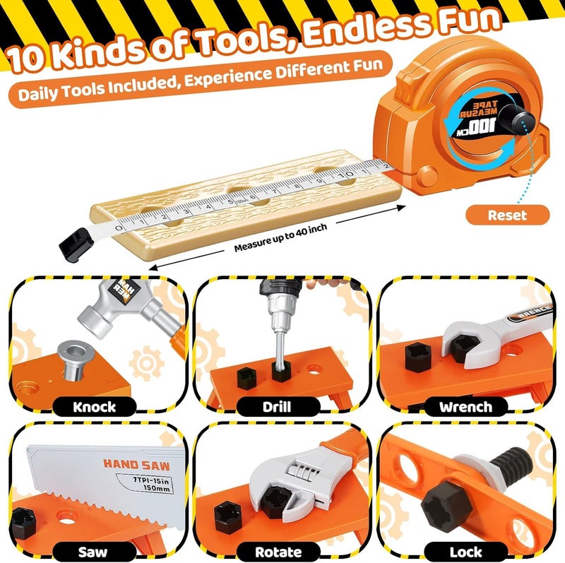 OCHIDO Christmas & Birthday Gifts for Boys Ages 3 4 5 6,Kids Tool Set with Portable Tool Box & Electronic Toy Drill, Toddler Tool Set,Tool Play Toys Construction Tools for Kids - Image 5