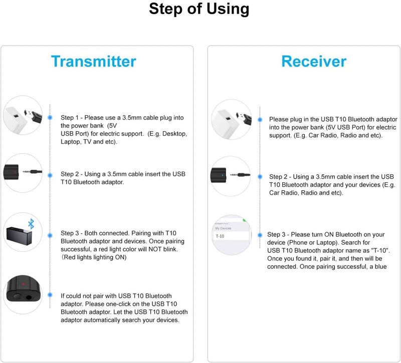 Luckam T10 USB Bluetooth Adapter Dongle - 5.0 Transmitter & Receiver for Windows 10/8.1/8/7/XP, Compatible with Headsets, Speakers, Keyboards & Mice - Image 5