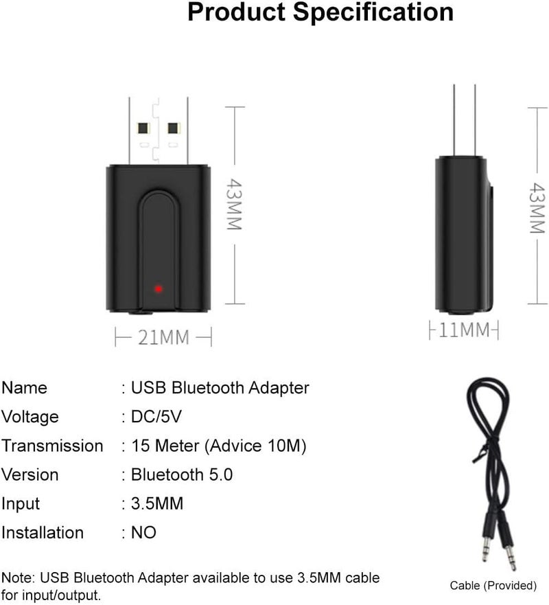 Luckam T10 USB Bluetooth Adapter Dongle - 5.0 Transmitter & Receiver for Windows 10/8.1/8/7/XP, Compatible with Headsets, Speakers, Keyboards & Mice - Image 4