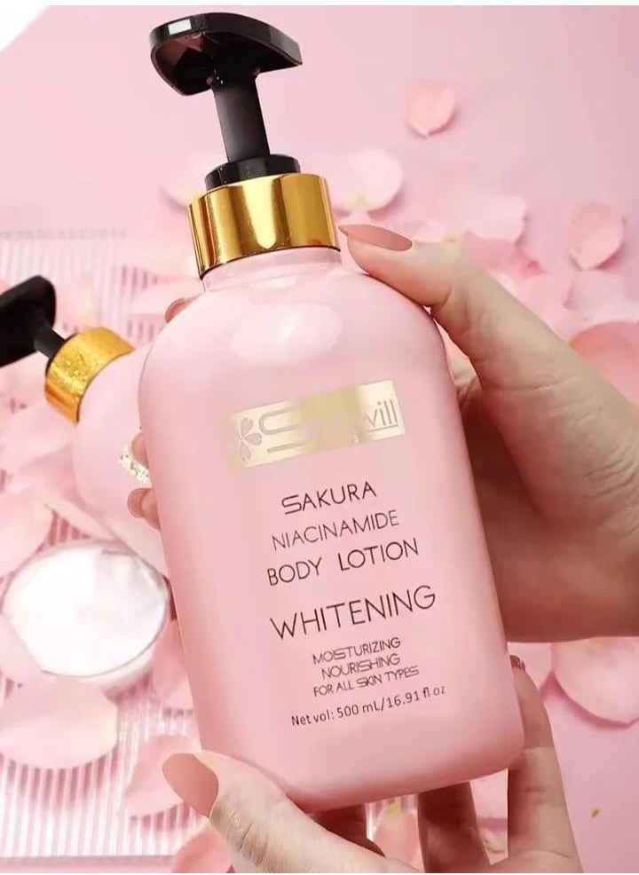 Shawill - SHAWILL SAKURA NIACINAMIDE BODY LOTION WHITENING 500ML - Image 1