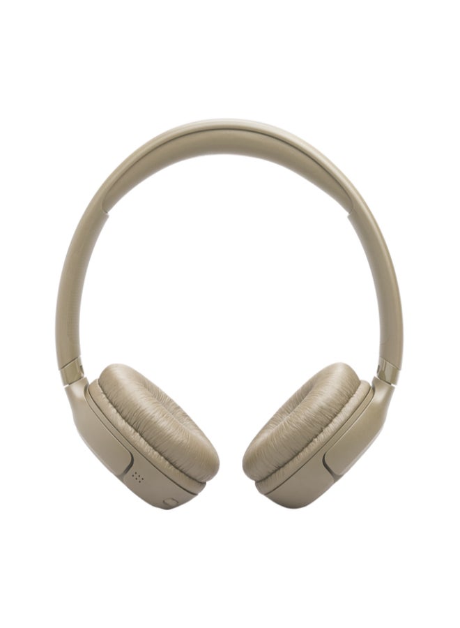 JBL Tune 530BT Wireless On-Ear Bluetooth Headphones with Pure Bass Sound, 76H Battery Life, Dual Beamforming Mics, Multi-Point Bluetooth 6.0, Foldable & Lightweight – Beige - Image 2