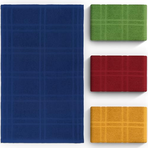 DecorRack Large Kitchen Towels, 15" x 25" Absorbent Dishcloths, 100% Cotton Hand Towels, Plaid Pattern Cleaning Rags, Assorted Set (Pack of 4) - Image 5