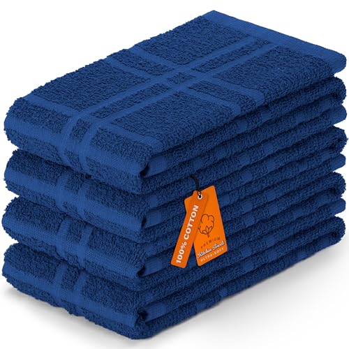 DecorRack Large Kitchen Towels, 15" x 25" Absorbent Dishcloths, 100% Cotton Hand Towels, Plaid Pattern Cleaning Rags, Assorted Set (Pack of 4) - Image 1